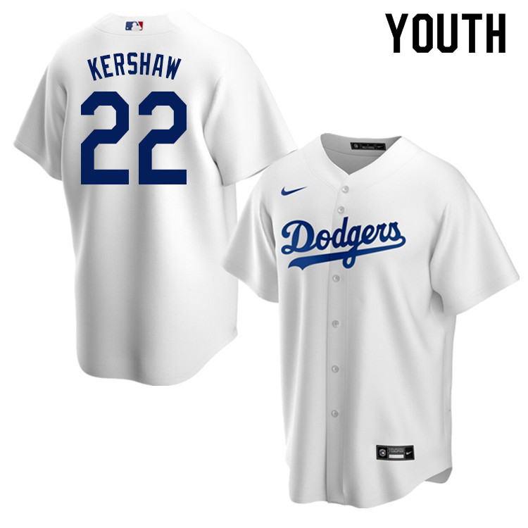 Nike Youth #22 Clayton Kershaw Los Angeles Dodgers Baseball Jerseys Sale-White